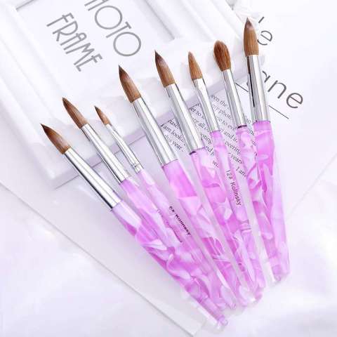 Mink Hair Nail Pen Crystal Pen Set Acrylic Rod Round Head Brush Hailang Rod High-end Painted Carving Pen-