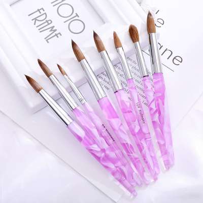 Mink Hair Nail Pen Crystal Pen Set Acrylic Rod Round Head Brush Hailang Rod High-end Painted Carving Pen-